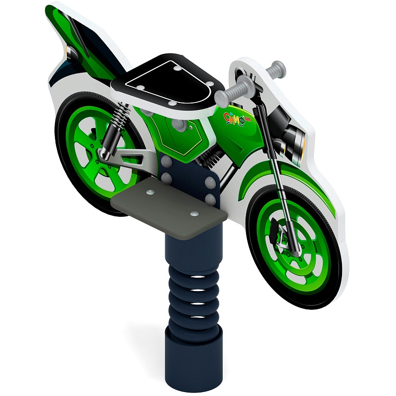 Мотоцикл (зеленый) - Качалка на пружине - ИО 22.03.01-01.И1 - фото, описание, цена