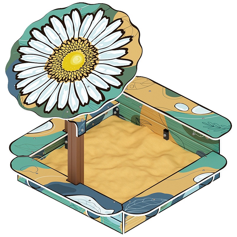 Песочница с навесом Ромашка (Пастель) - ИО 5.01.06-01 