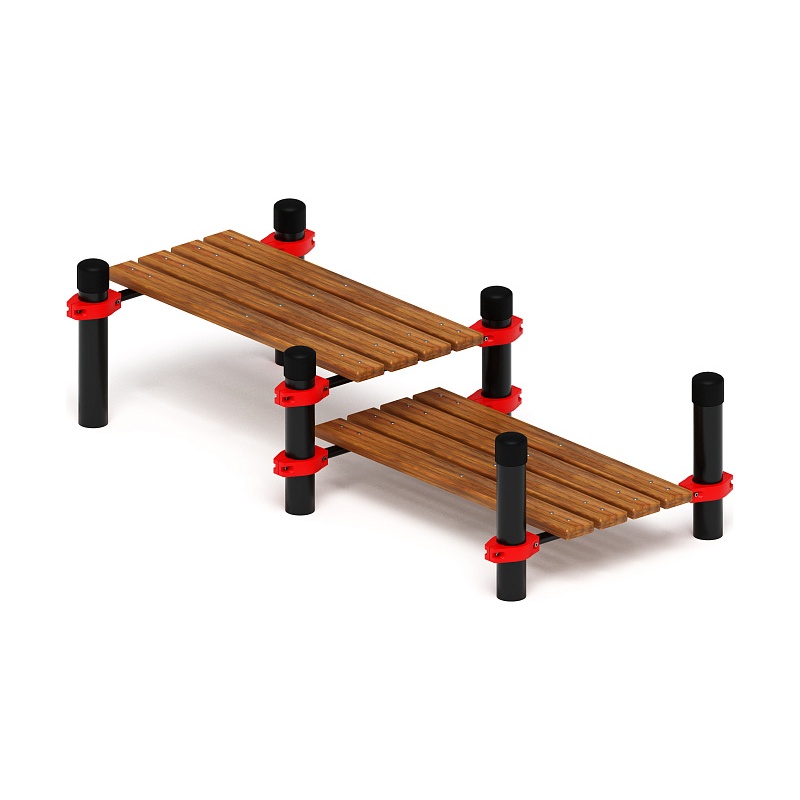 Воркаут 89. Гимнастическая скамья двойная разноуровневая (красный) ВТ 01.01-01 - фото, описание, цена
