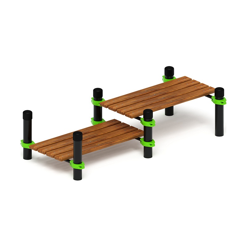 Воркаут 89. Гимнастическая скамья двойная разноуровневая (зеленый) ВТ 01.01-02 