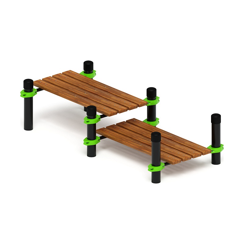 Воркаут 89. Гимнастическая скамья двойная разноуровневая (зеленый) ВТ 01.01-02 - фото, описание, цена