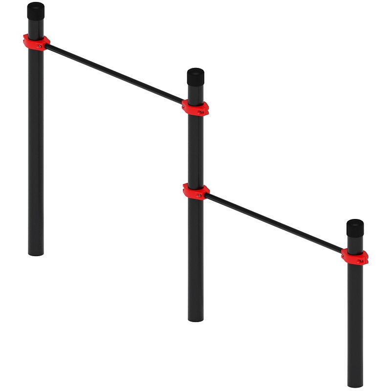 Воркаут 89. Перекладины стационарные разноуровневые (красный) ВТ 01.07-01 от skifpro.kz - От официального дилера СКИФ в Казахстане. 