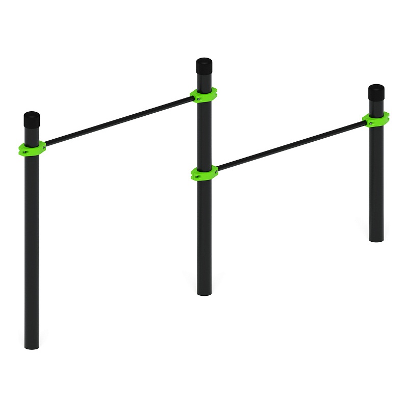 Воркаут 89. Перекладины стационарные разноуровневые (зеленый) ВТ 01.07-02