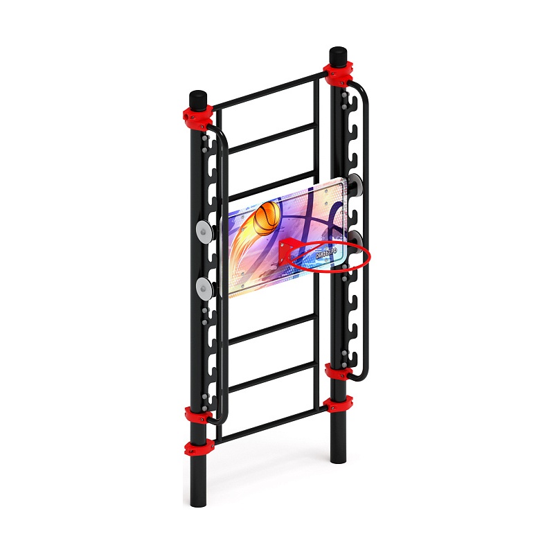 Воркаут 89. Баскетбольный щит переменной высоты (красный) ВТ 01.14-01