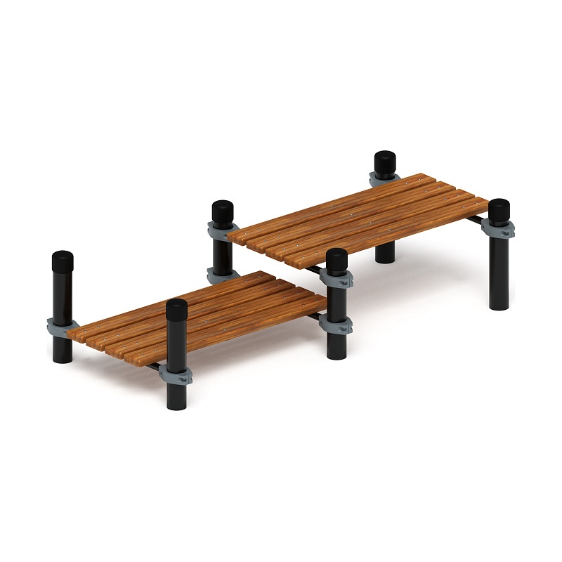 Воркаут 108. Гимнастическая скамья двойная разноуровневая (серый) ВТ 02.01-03 