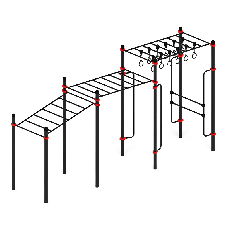 Воркаут 108. Рукоход с изменением высотый (красный) ВТ 02.06-01 