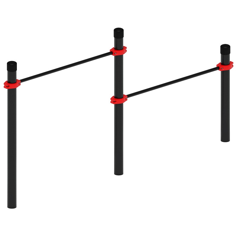 Воркаут 108. Перекладины стационарные разноуровневые (красный) ВТ 02.07-01 