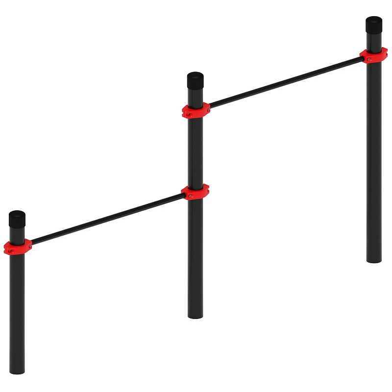 Воркаут 108. Перекладины стационарные разноуровневые (красный) ВТ 02.07-01 по цене 326175 тенге, 