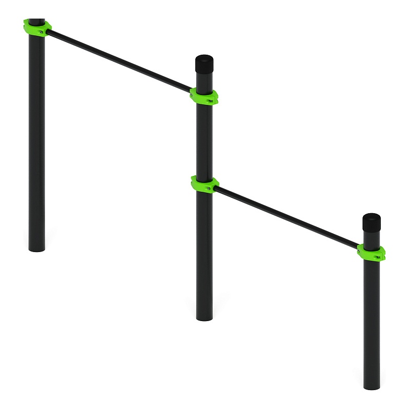 Воркаут 108. Перекладины стационарные разноуровневые (зеленый) ВТ 02.07-02 по цене 326175 тенге, 