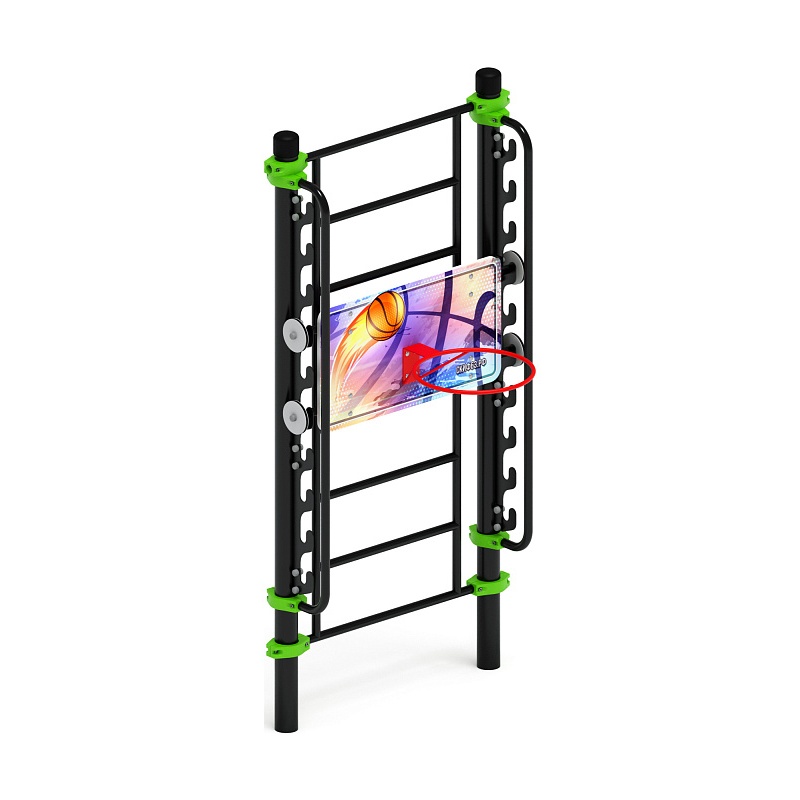 Воркаут 108. Баскетбольный щит переменной высоты (зеленый) ВТ 02.14-02